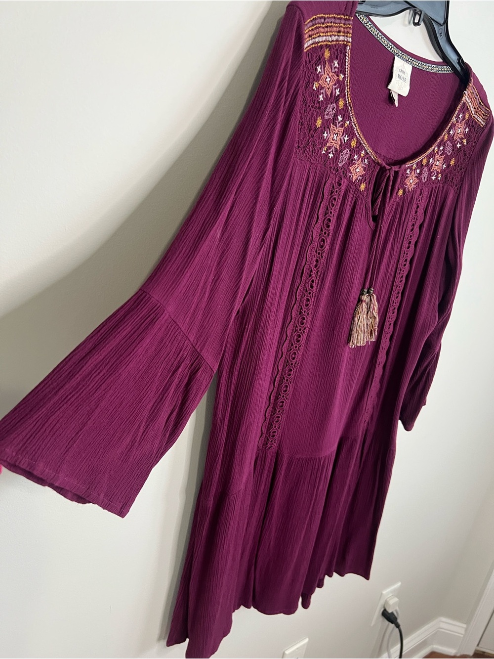 Knox Rose Plum Embroidered Peasant Dress - Picture 4 of 4